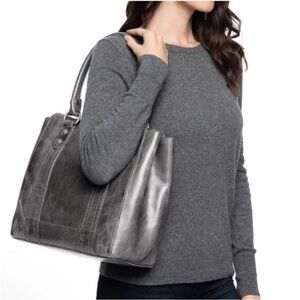 🩶🖤Frye Melissa Tote Shoulder Bag Distressed Leather CARBON-MSRP $398